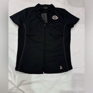Harley Davidson Black and Pink Short Sleeved worker/ mechanic style shirt